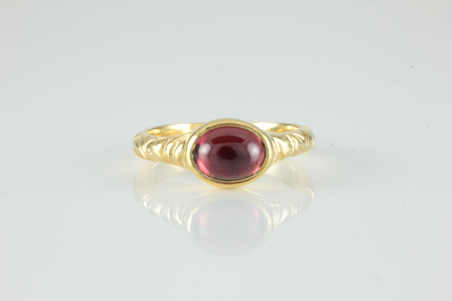 'Odessos' Georgian style Oval Garnet Cabochon Ring