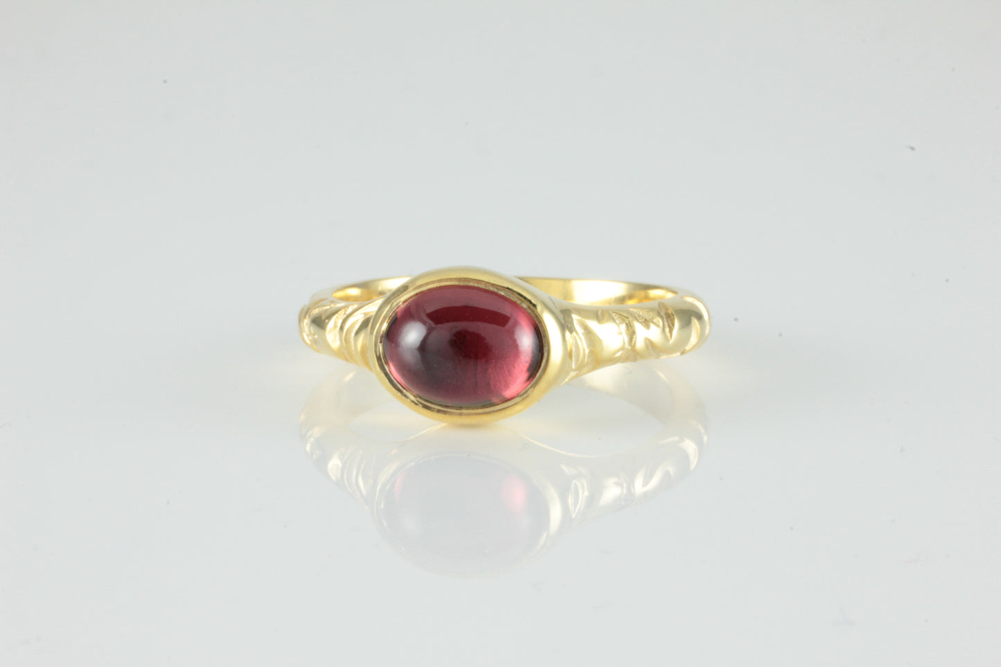 'Odessos' Georgian style Oval Garnet Cabochon Ring
