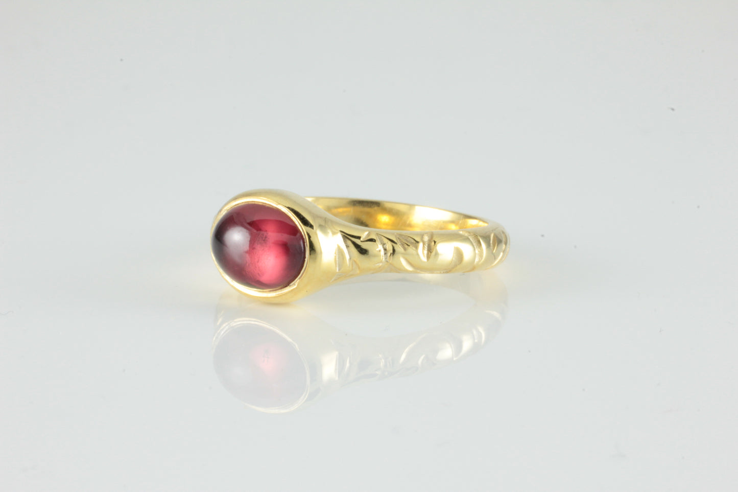 'Odessos' Georgian style Oval Garnet Cabochon Ring