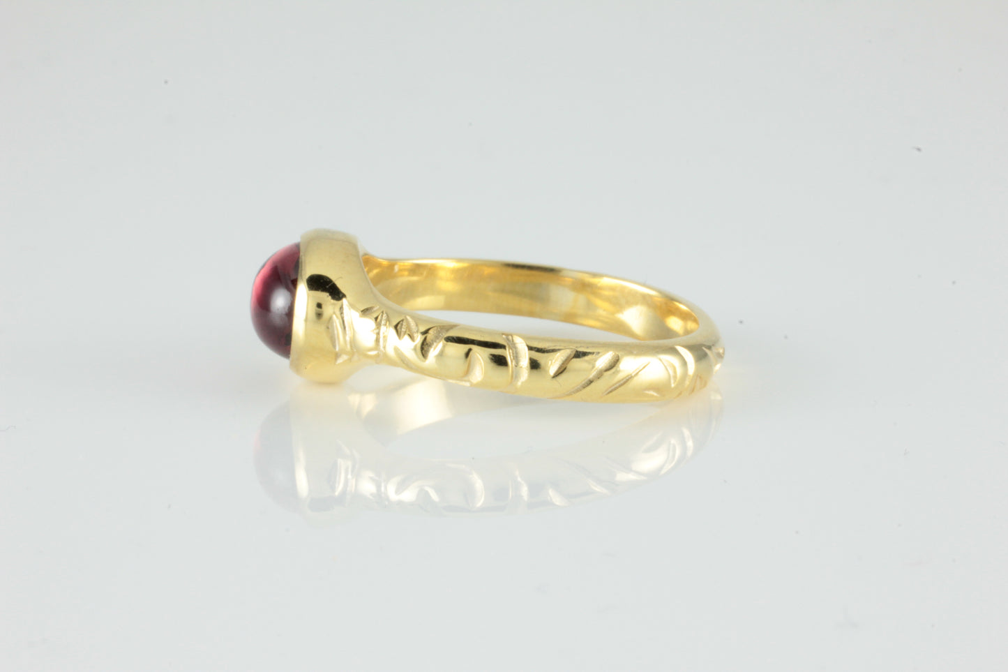 'Odessos' Georgian style Oval Garnet Cabochon Ring