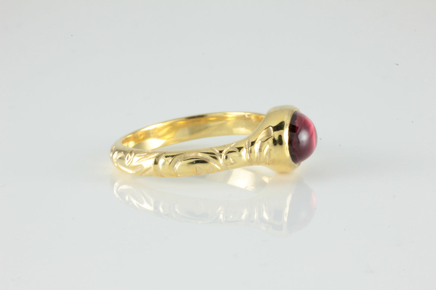 'Odessos' Georgian style Oval Garnet Cabochon Ring