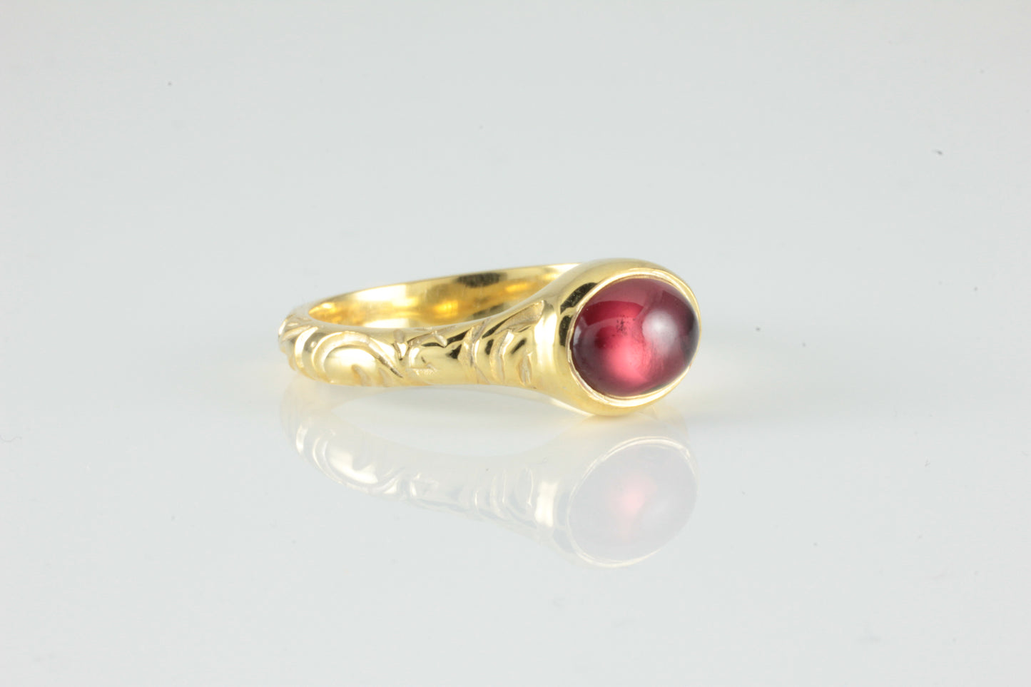 'Odessos' Georgian style Oval Garnet Cabochon Ring