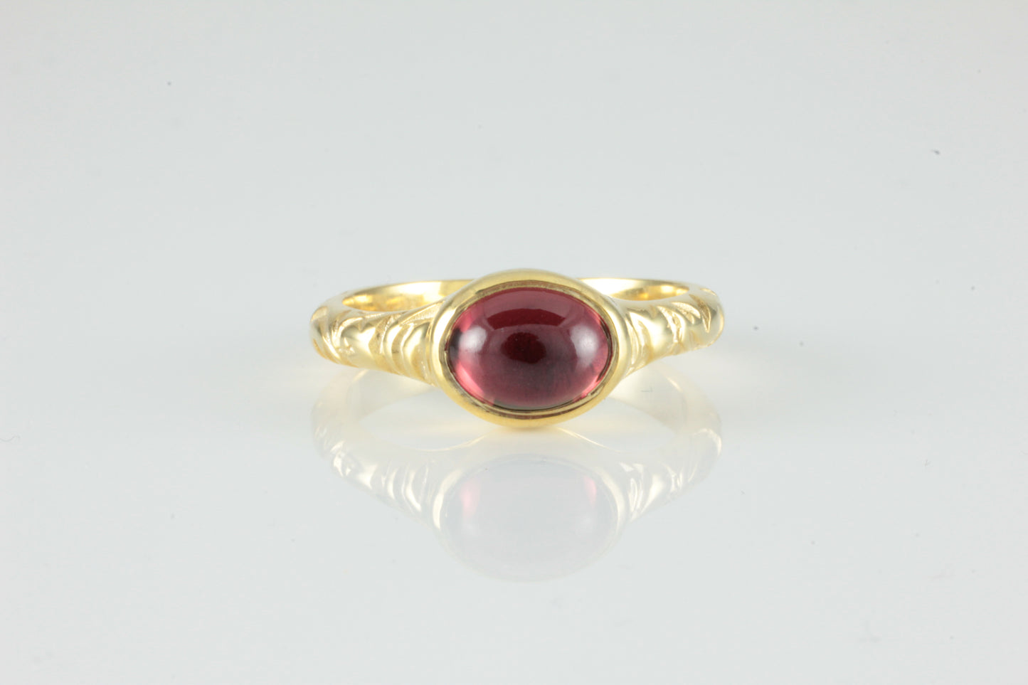 'Odessos' Georgian style Oval Garnet Cabochon Ring