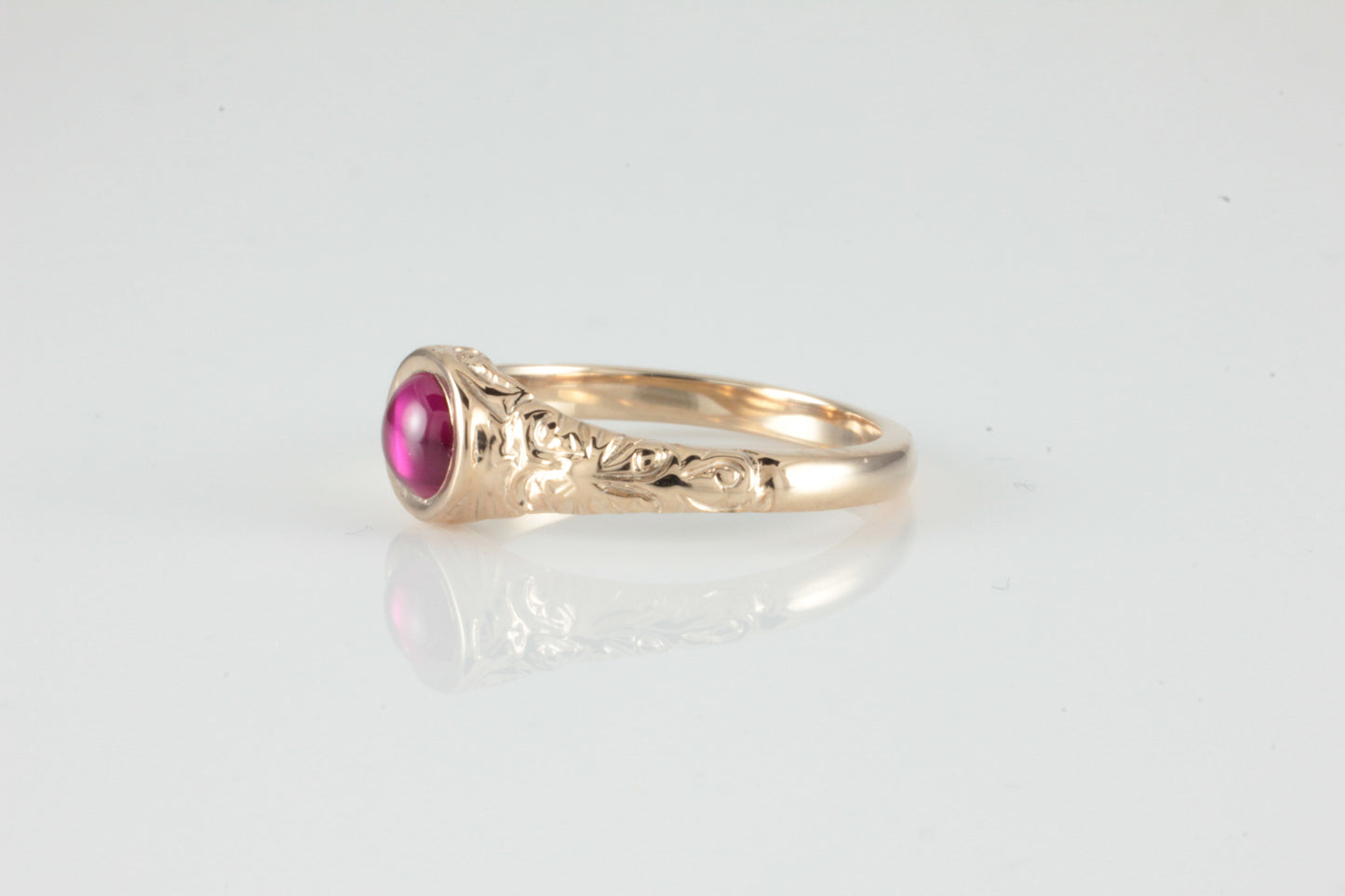 'Narona' Victorian style Round Ruby Cabochon Ring