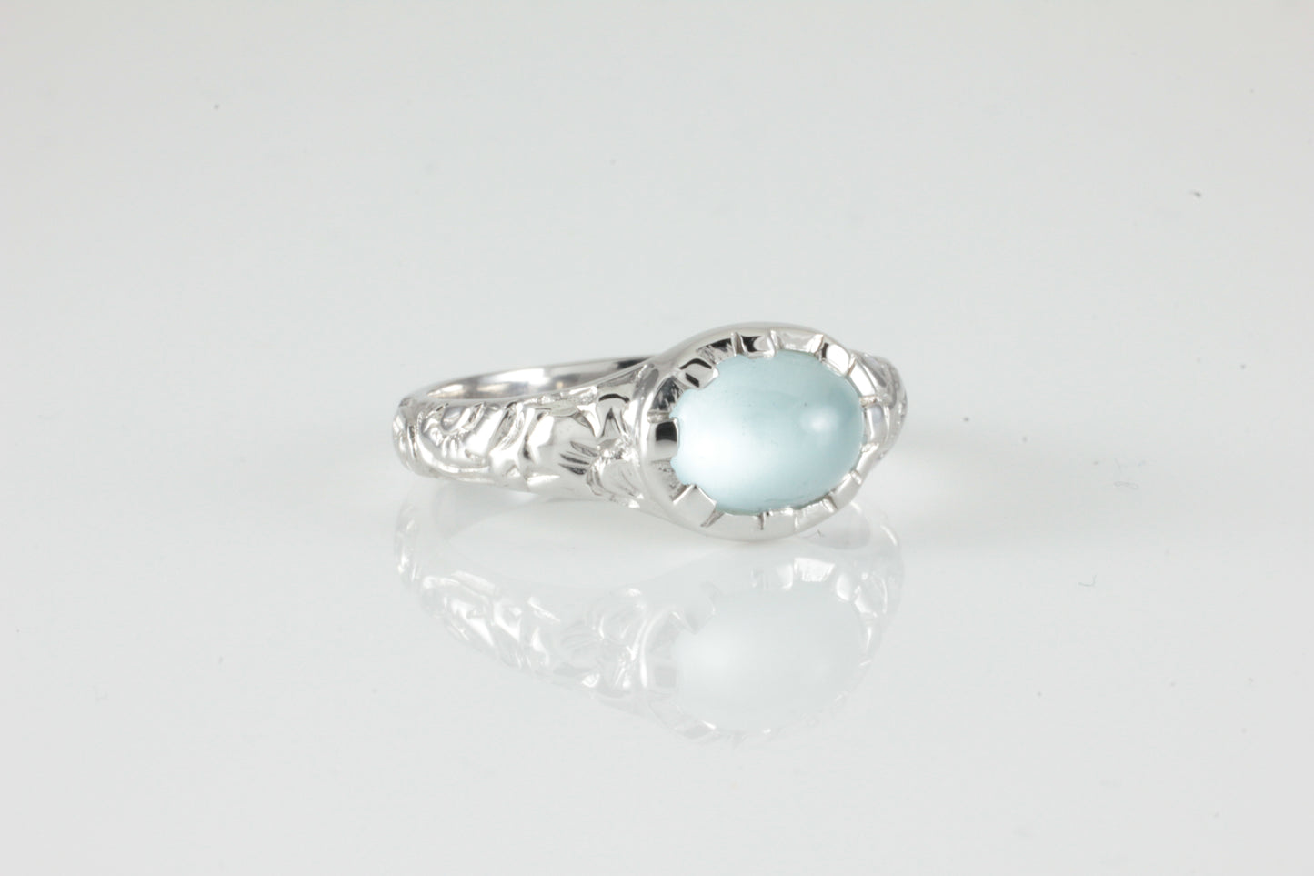 'Nida' Georgian style Oval Aquamarine Ring by Ruben König Jewellery