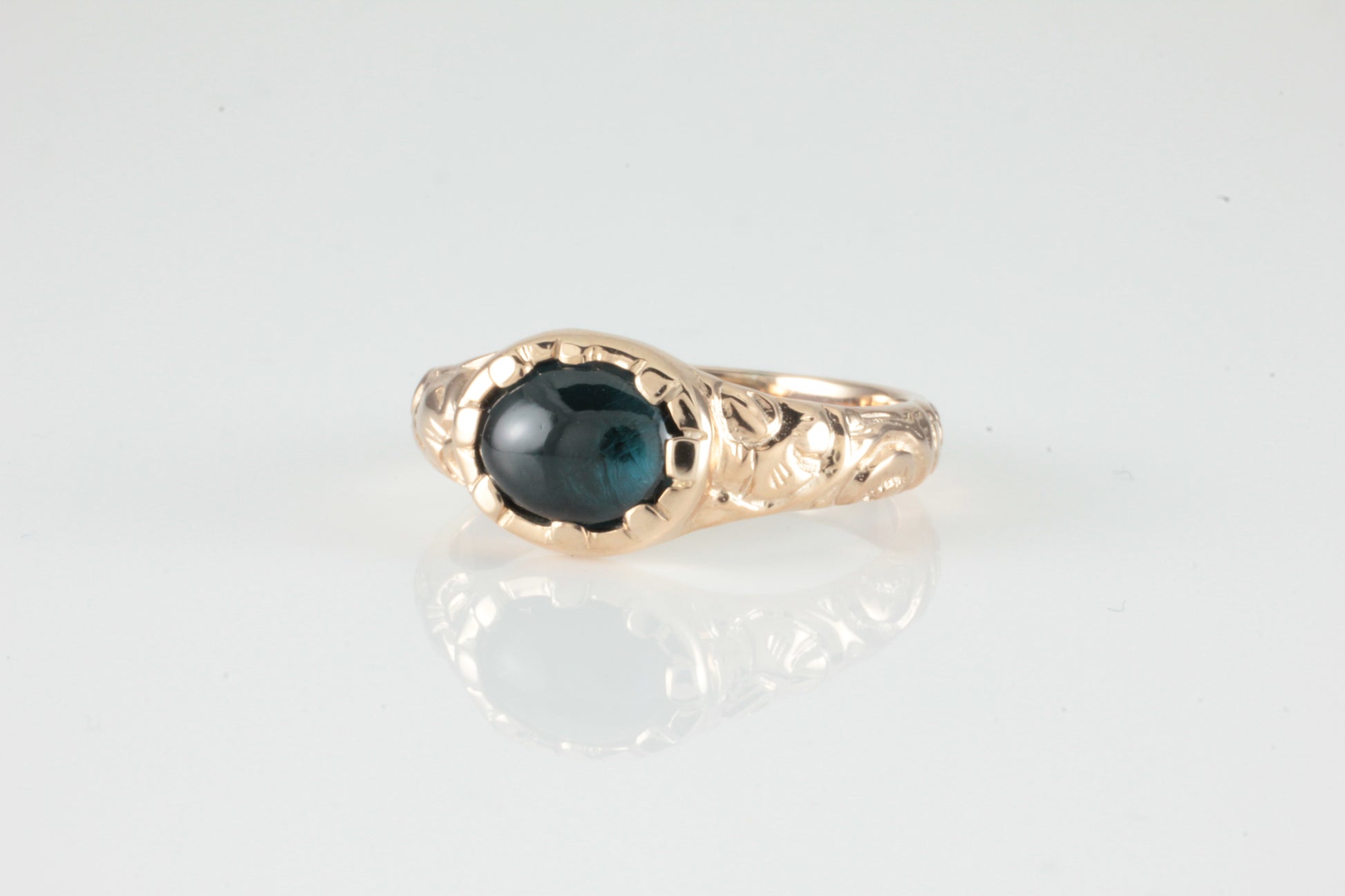 'Nida' Georgian style Oval Topaz Cabochon Ring