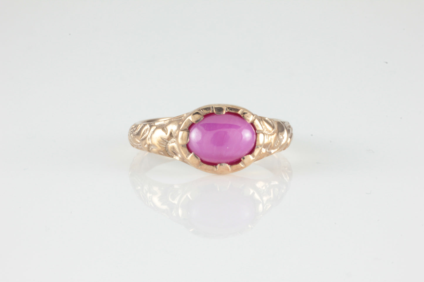 'Nida' Georgian style Oval Star Ruby Cabochon Ring