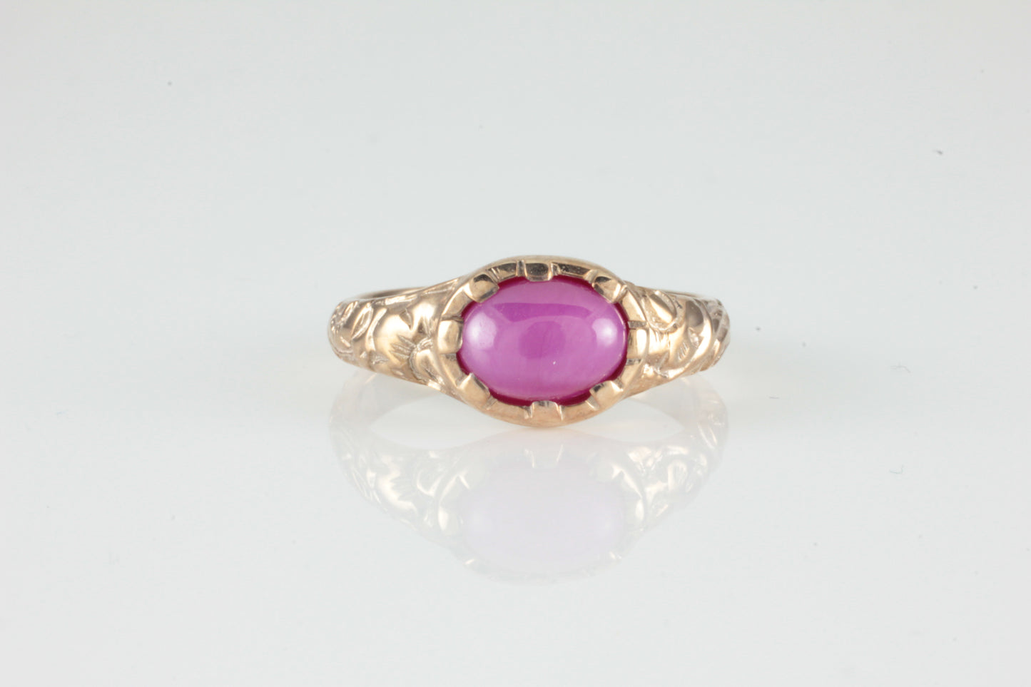 'Nida' Georgian style Oval Star Ruby Cabochon Ring