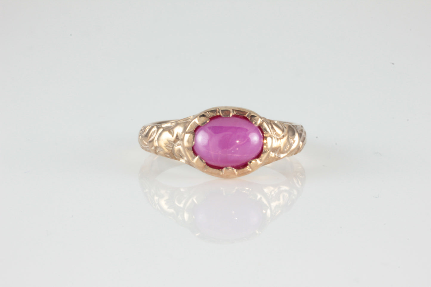 'Nida' Georgian style Oval Star Ruby Cabochon Ring
