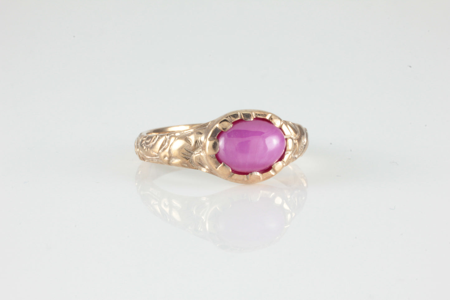 'Nida' Georgian style Oval Star Ruby Cabochon Ring