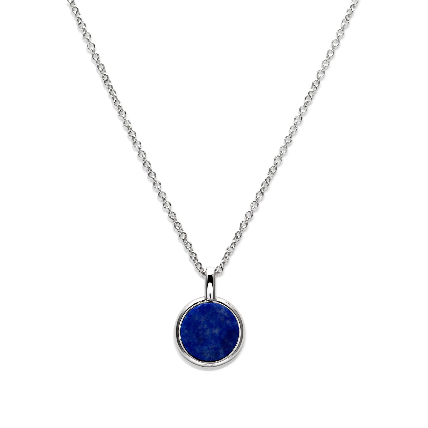 Lapis Lazuli Disc Pendant in Silver