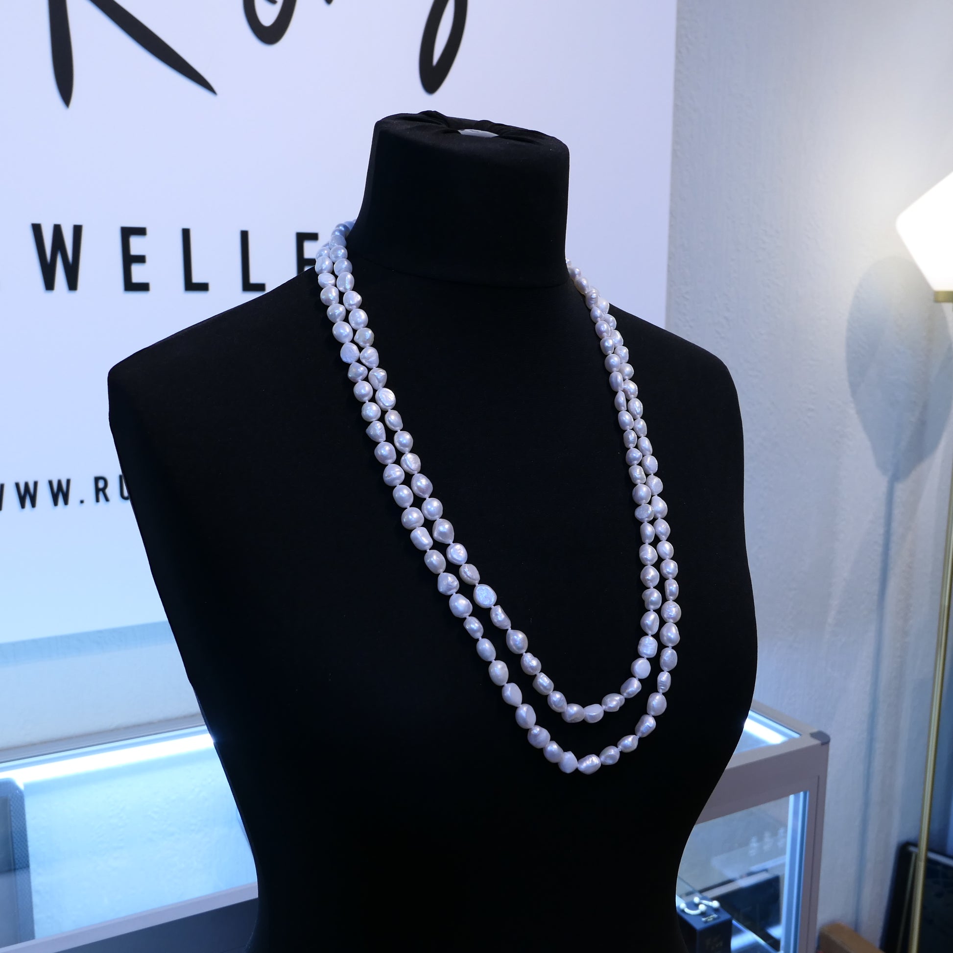 Opera Length White Freshwater Pearl Necklace Endless 63"
