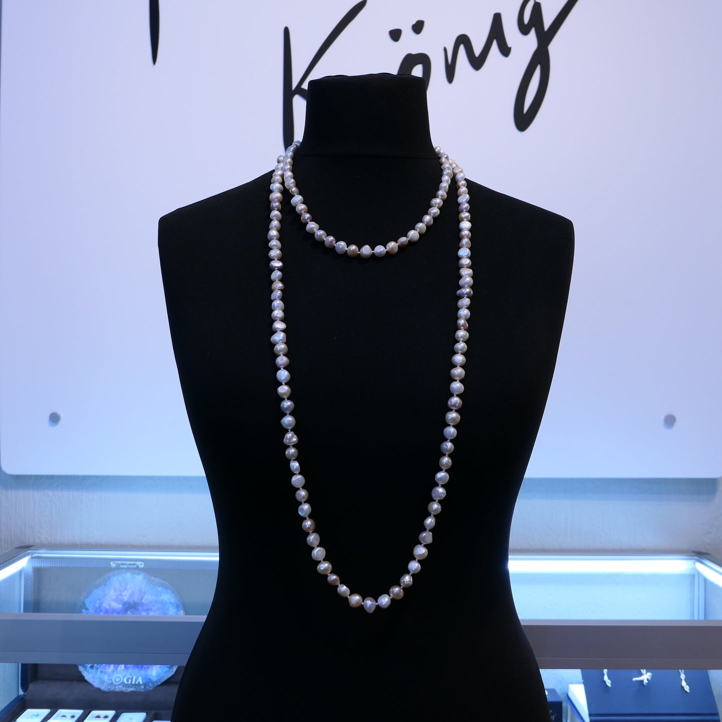 Opera Length Peaches & Pinks Freshwater Pearl Necklace