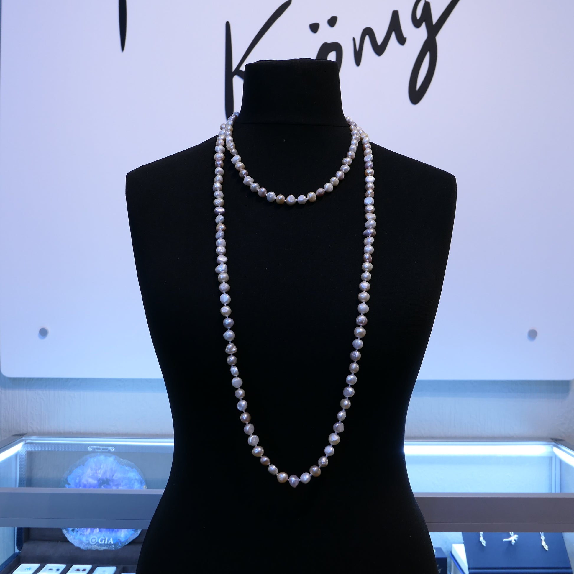 Opera Length Peaches & Pinks Freshwater Pearl Necklace