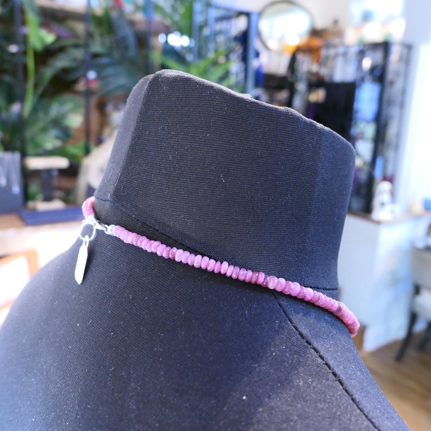 Ruby Rondelle Bead Necklace 18"