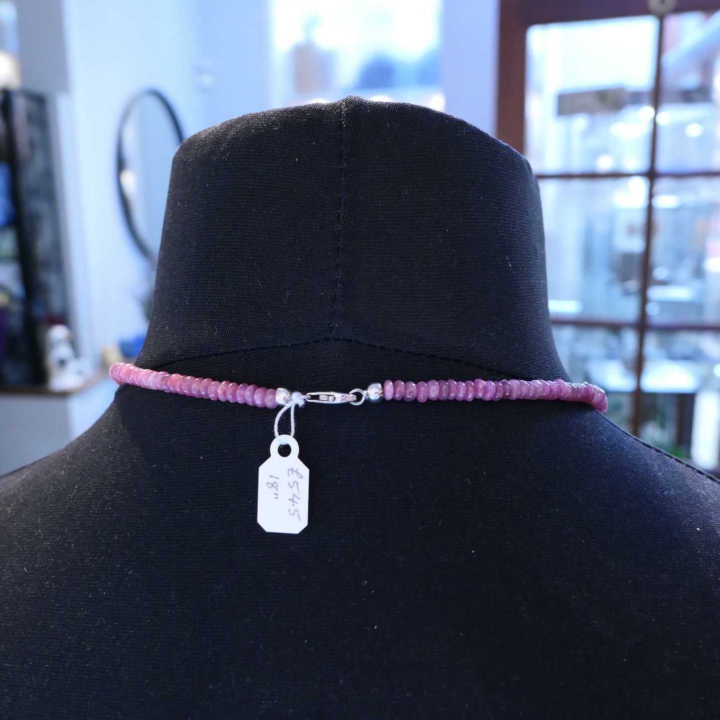 Ruby Rondelle Bead Necklace 18"