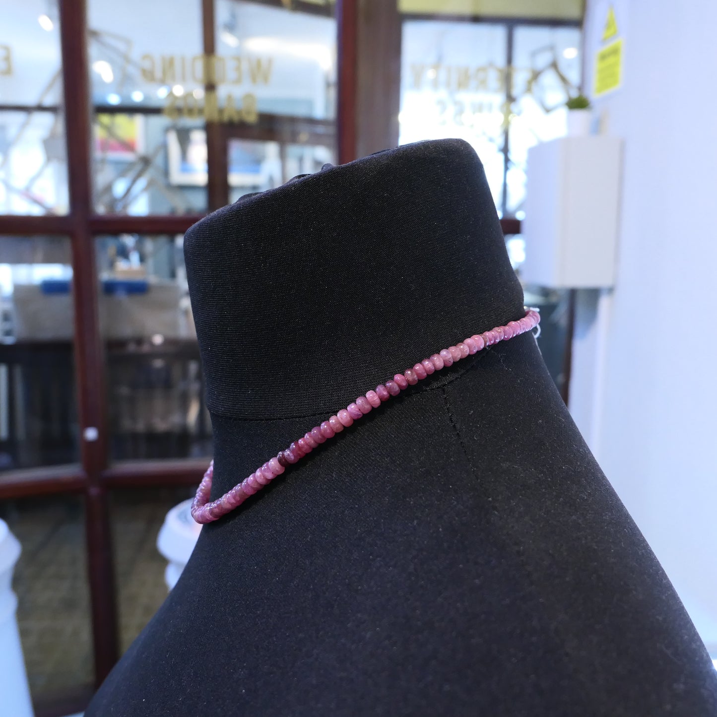 Ruby Rondelle Bead Necklace 18"