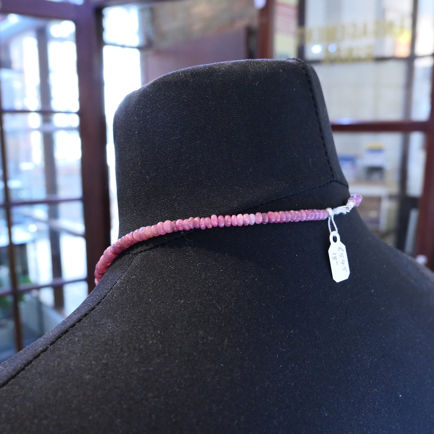 Ruby Rondelle Bead Necklace 18"