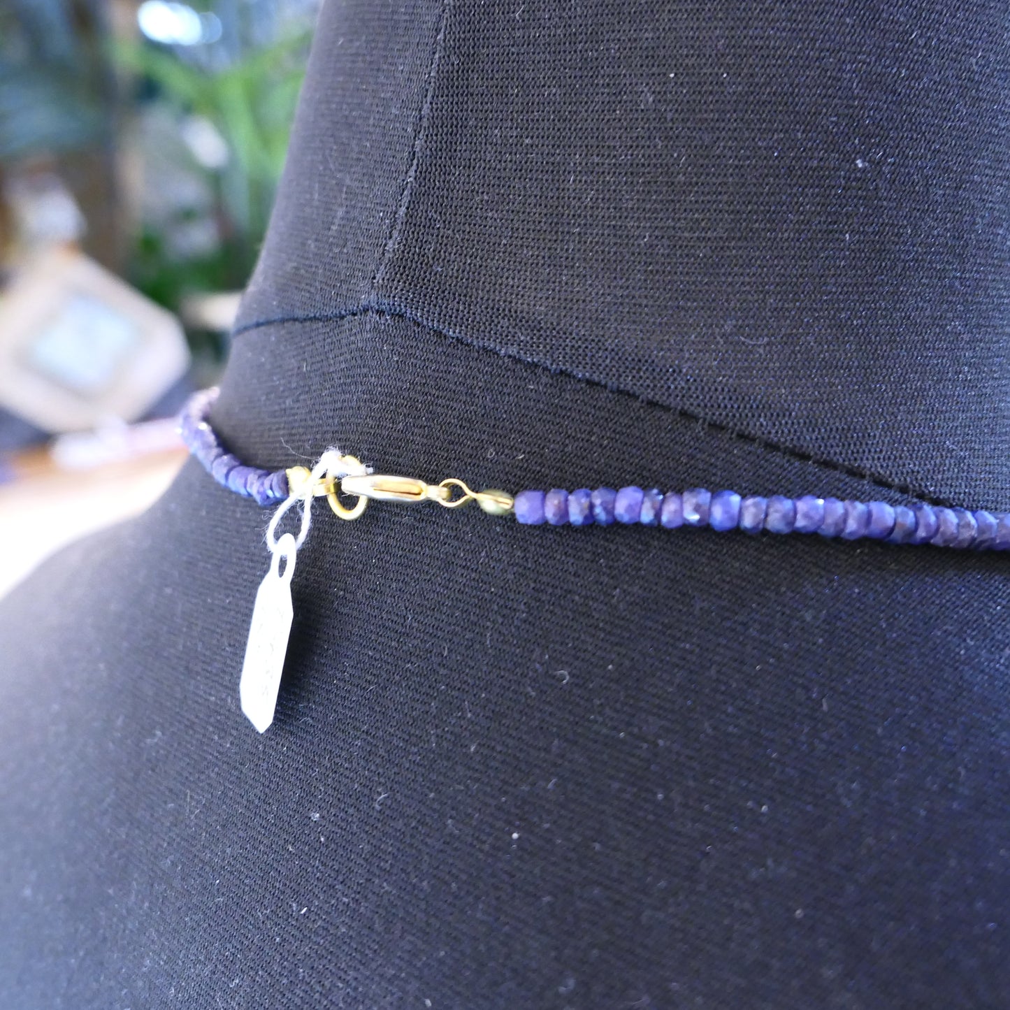 Sapphire Faceted Rondelle Bead Necklace 18"