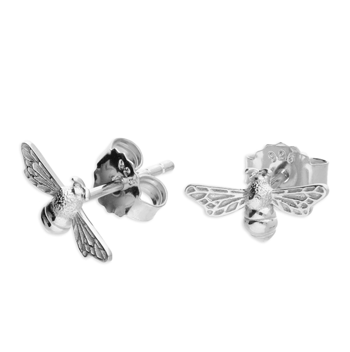 Bee ear studs sterling silver