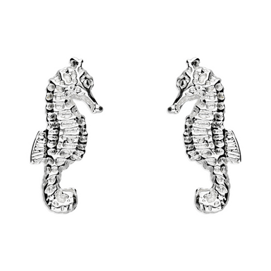 Tiny Seahorse Stud Earrings Sterling Silver
