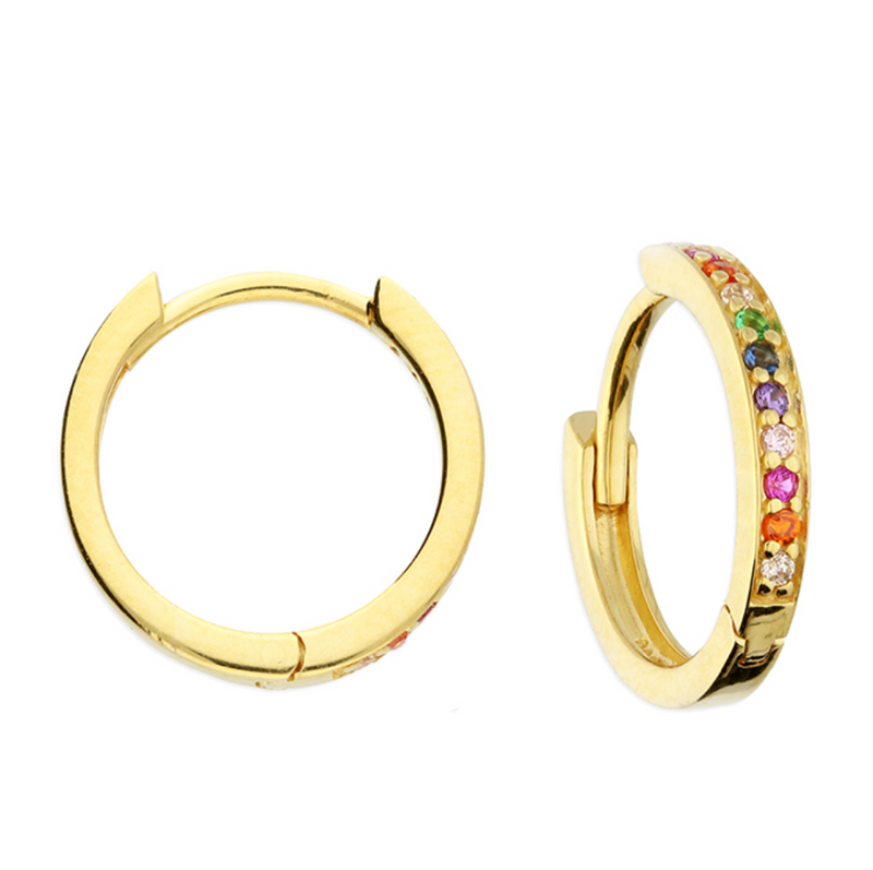 Rainbow Huggie Earrings Gold Plated Silver
