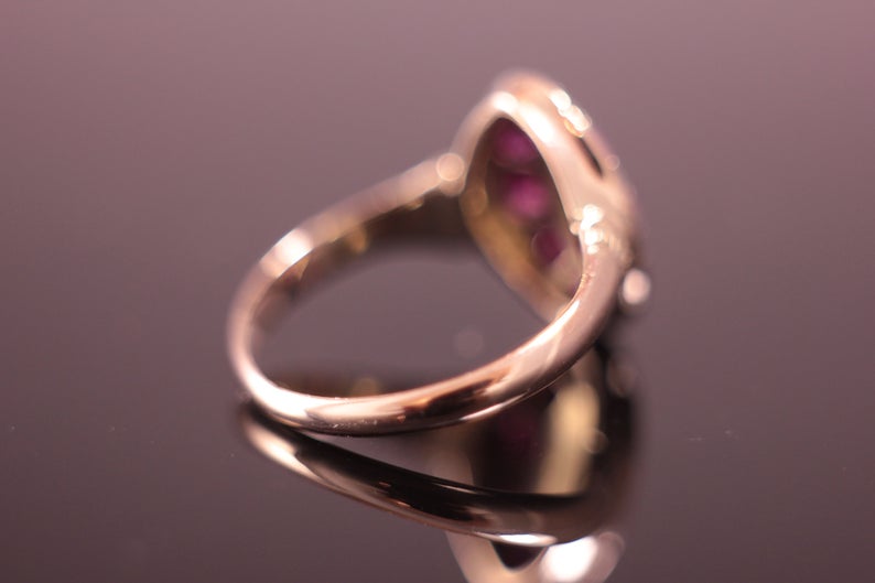 Antique c.1850's Ruby and Diamond Victorian Cluster Ring
