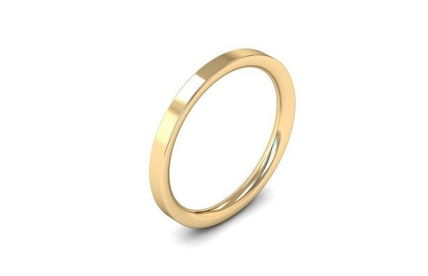 2mm Flat Wedding Band 18ct Yellow Gold