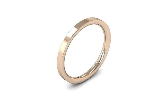 2mm Flat Wedding Band 18ct Rose Gold