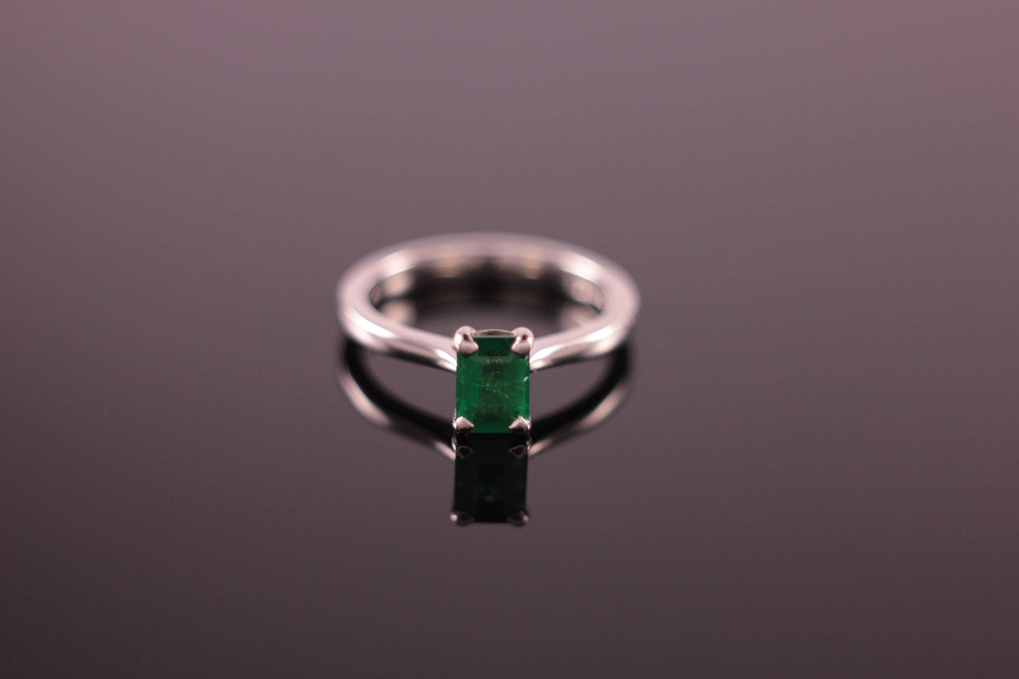 Emerald Cut Emerald Palladium Engagement Ring