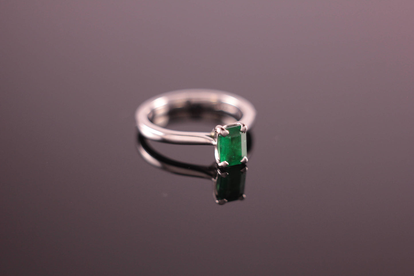 Emerald Cut Emerald Palladium Engagement Ring
