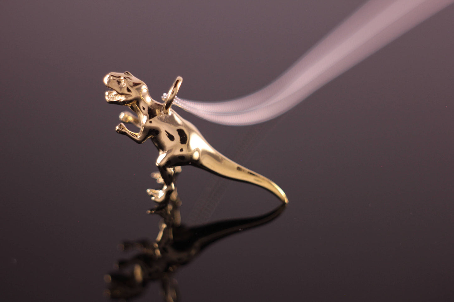 Sterling Silver Gold Plated Dinosaur Pendant T-Rex