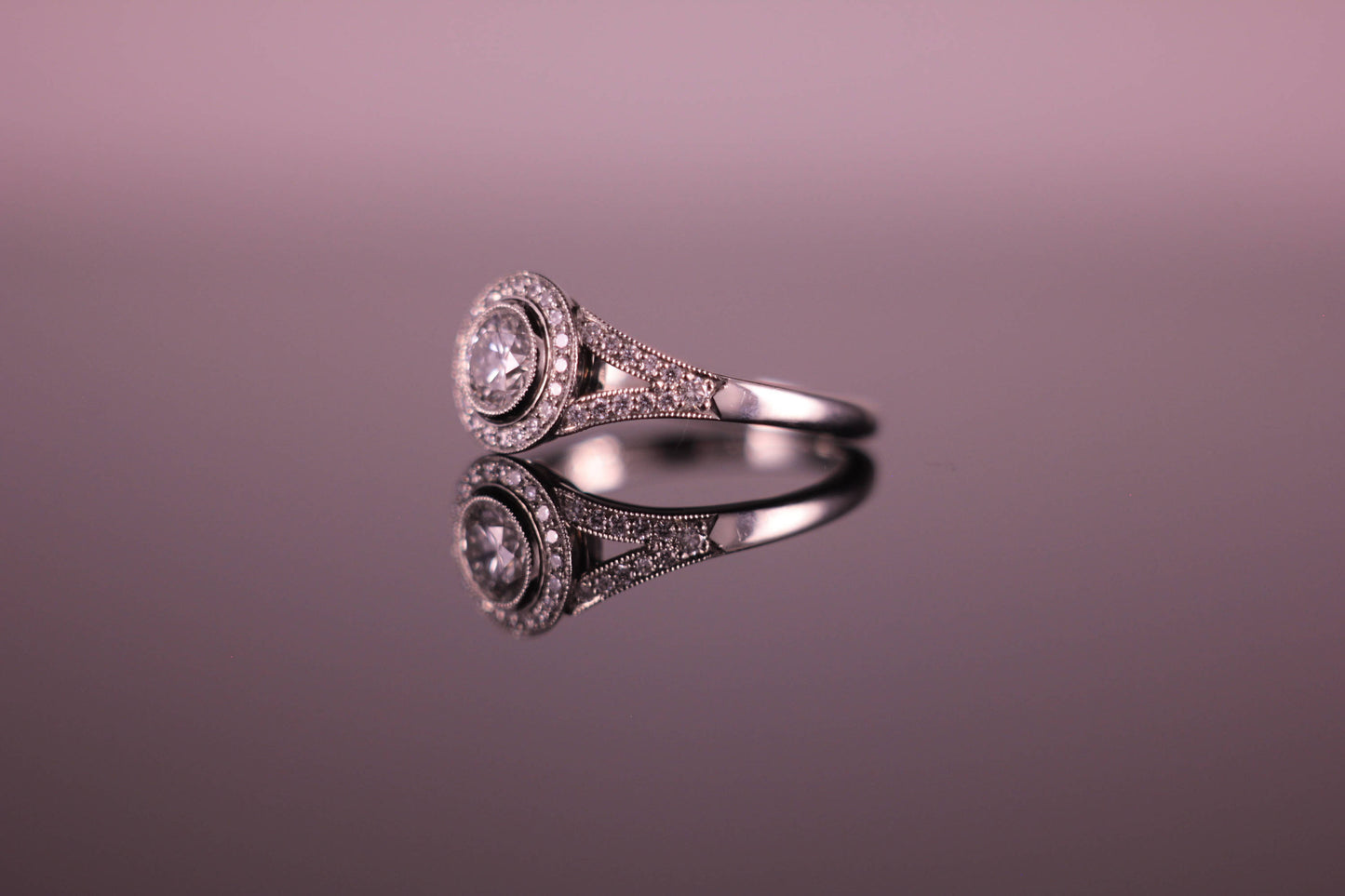 0.50ct Diamond Halo Art Deco style Ring G VS1 GIA Certificated