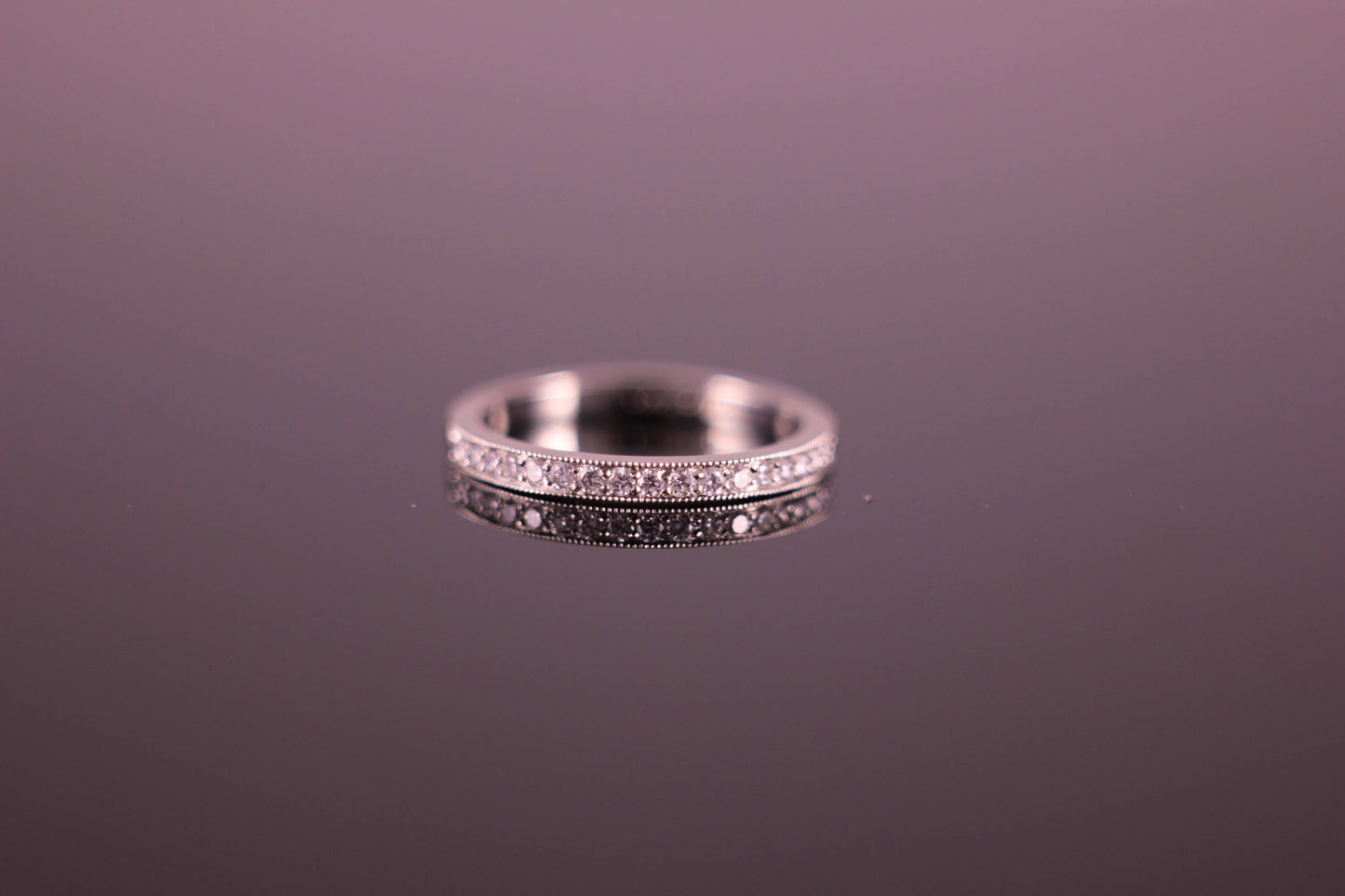 Platinum Half Eternity Ring 1.8mm wide Round Brilliant Diamonds 0.17tcw micro Pave Milgrain