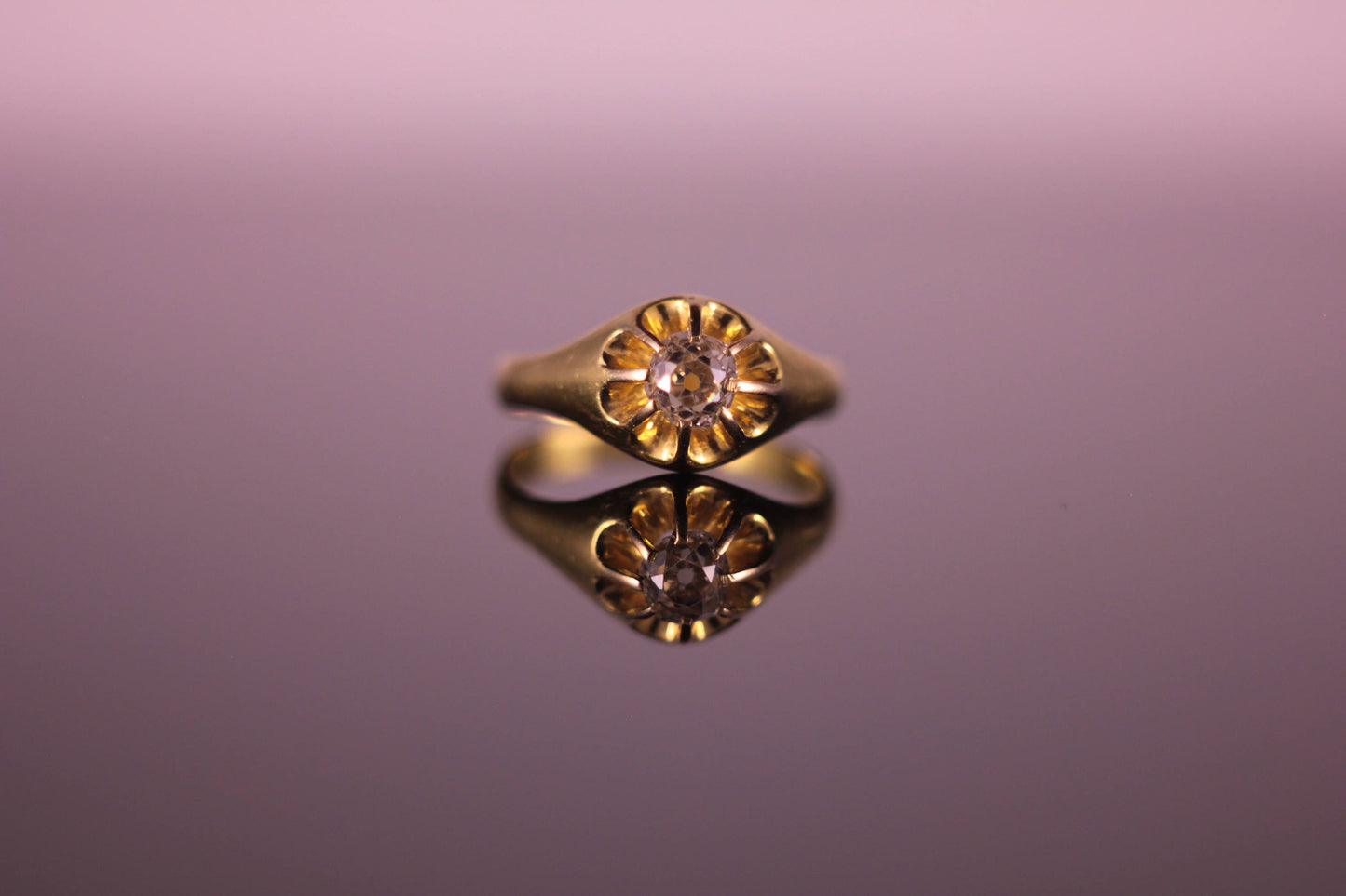 Antique Victorian 0.50ct Antique Old Cut Diamond Ring in 18ct Yellow Gold