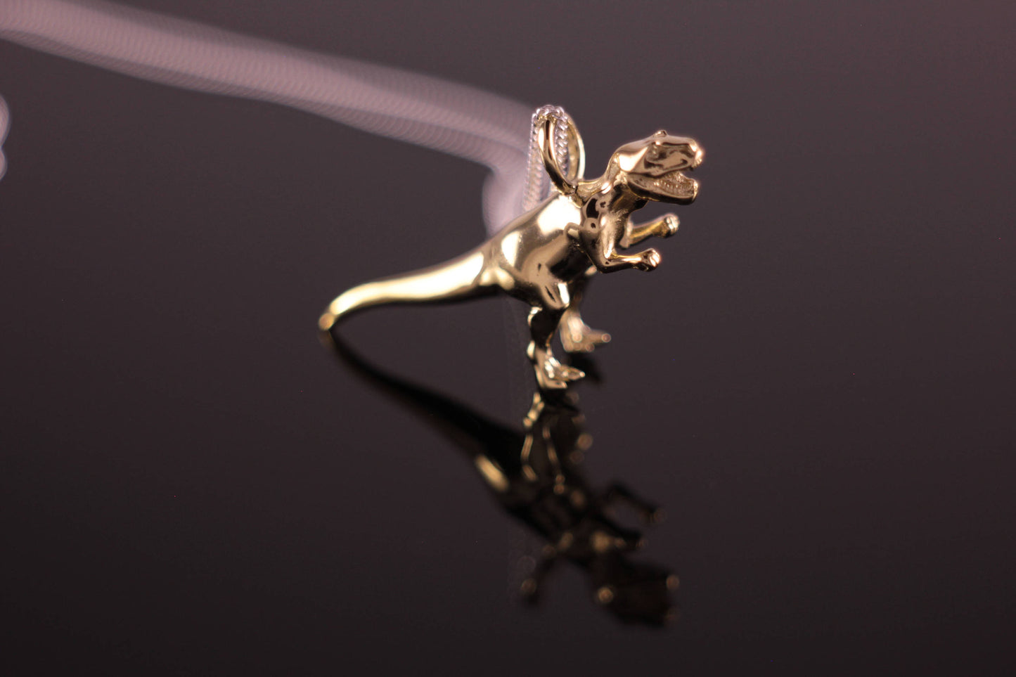 Sterling Silver Gold Plated Dinosaur Pendant T-Rex