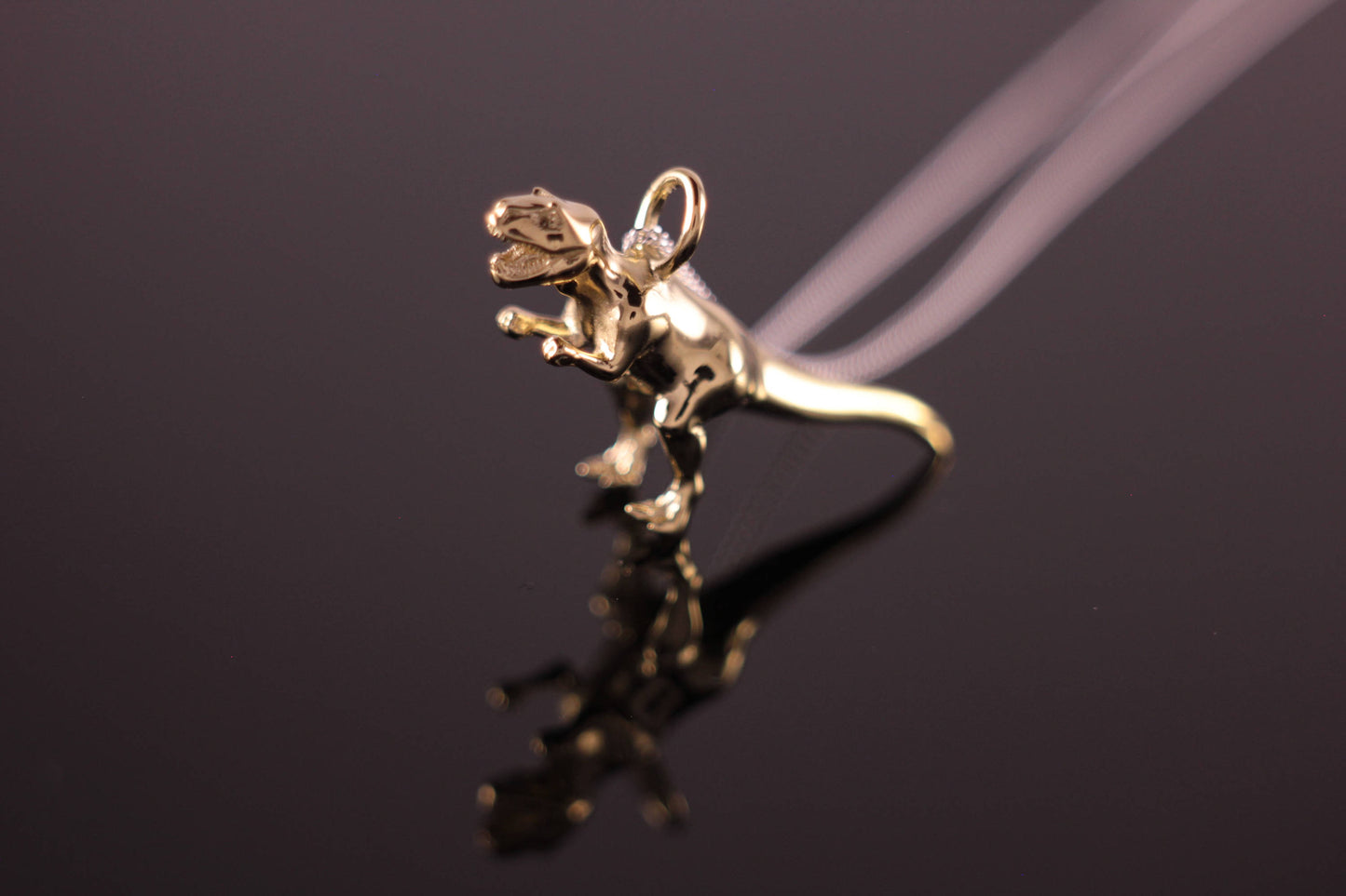 Sterling Silver Gold Plated Dinosaur Pendant T-Rex