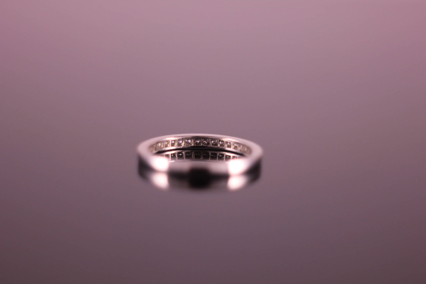 Platinum Half Eternity Ring 1.8mm wide Round Brilliant Diamonds 0.17tcw micro Pave Milgrain