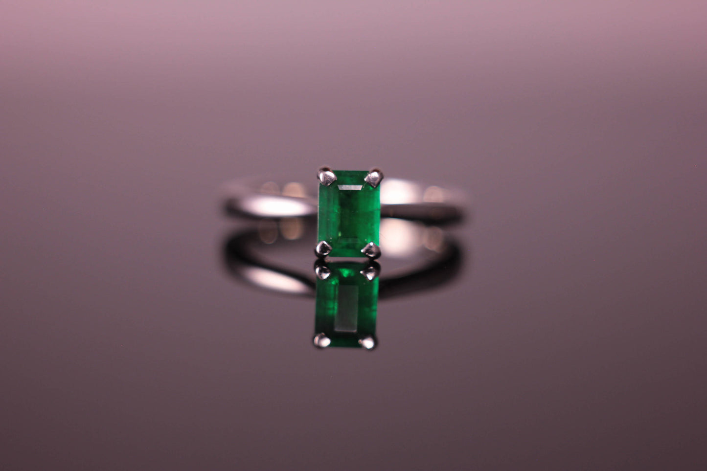 Emerald Cut Emerald Palladium Engagement Ring
