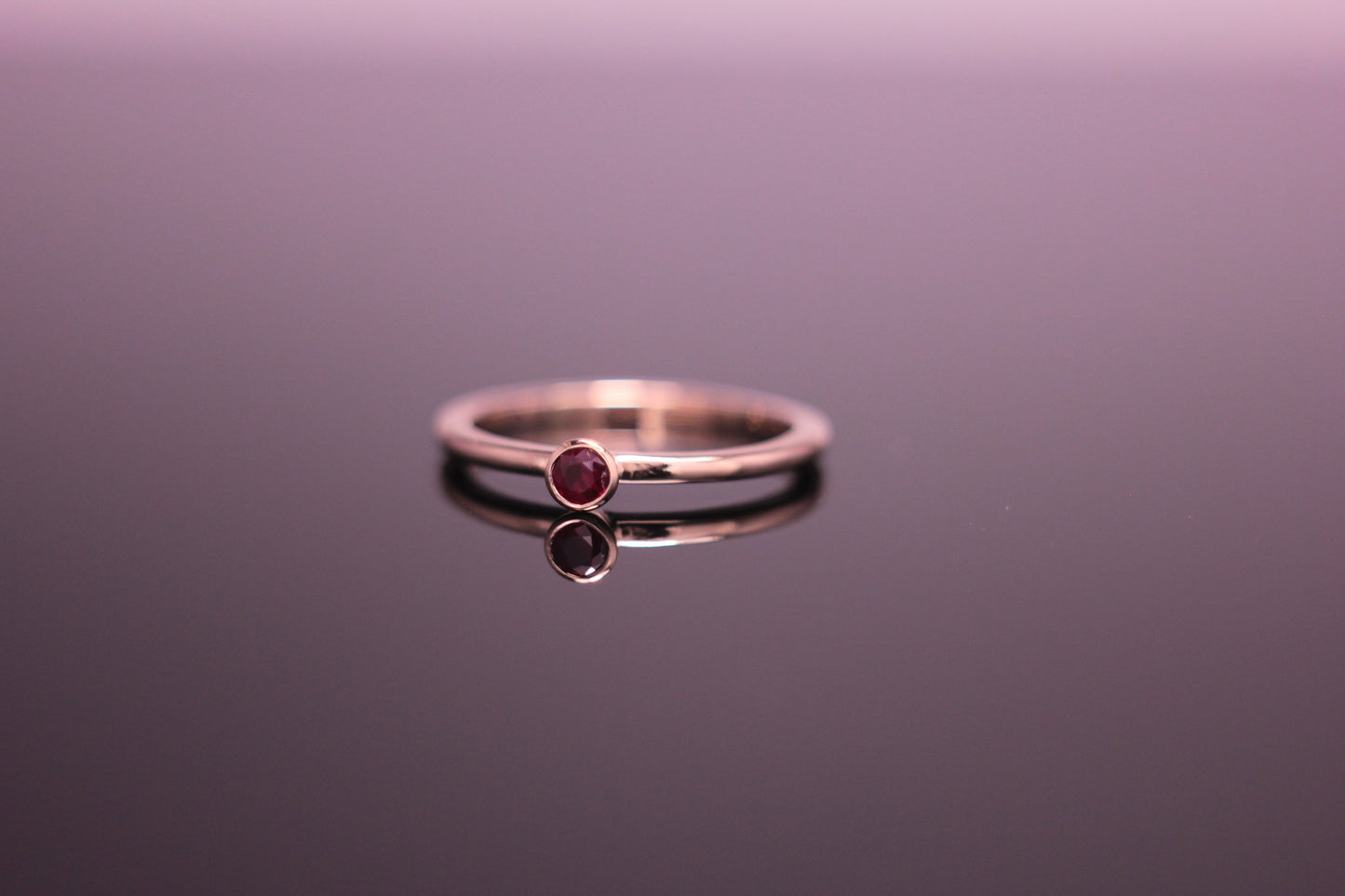 Ruby & 9ct Rose Gold Ring 0.19ct Bezel Rub Over set