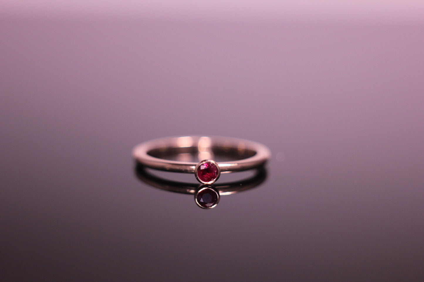 Ruby & 9ct Rose Gold Ring 0.19ct Bezel Rub Over set