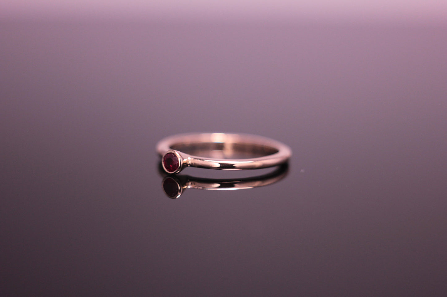Ruby & 9ct Rose Gold Ring 0.19ct Bezel Rub Over set