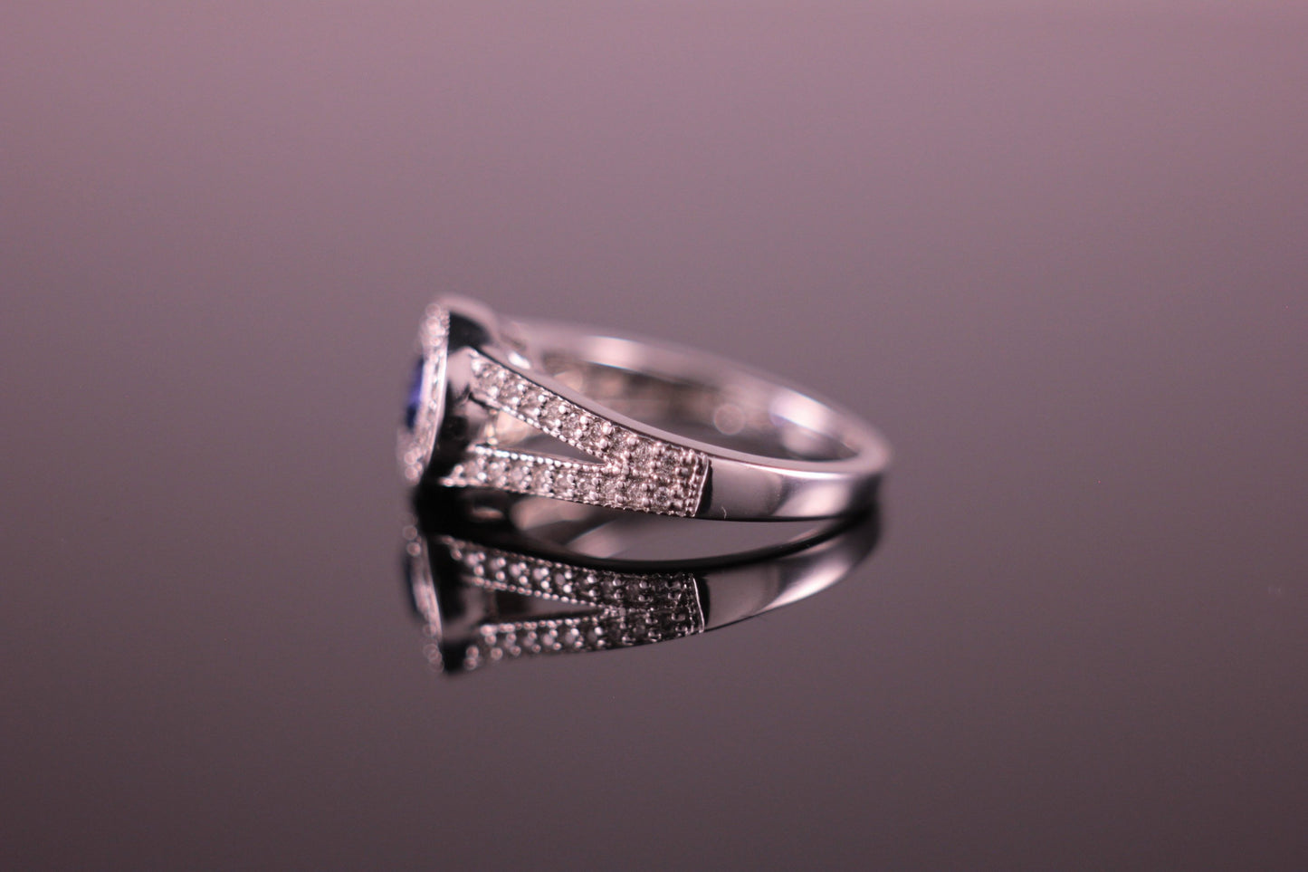 Sapphire & Diamond Halo Engagement Ring 0.42ct Sapphire & 0.28ct Diamond Halo