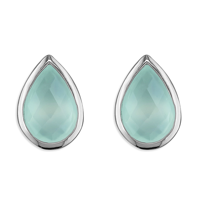 Pear shape Green Chalcedony Earring Studs