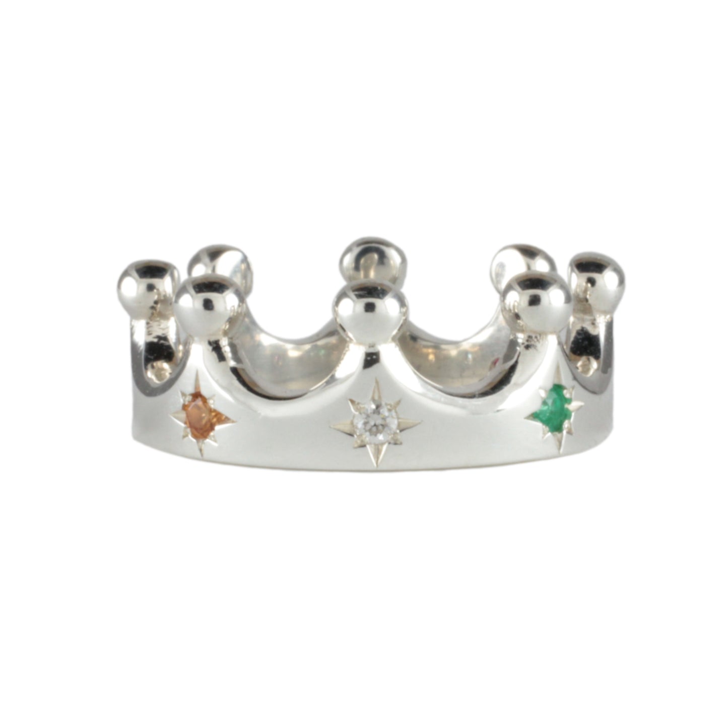 Platinum Crown Ring Fully Star Set with Multicoloured Gemstones