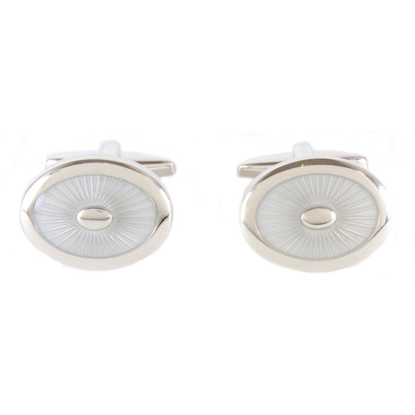 Starburst Enamel White Art Deco style Oval Cufflinks