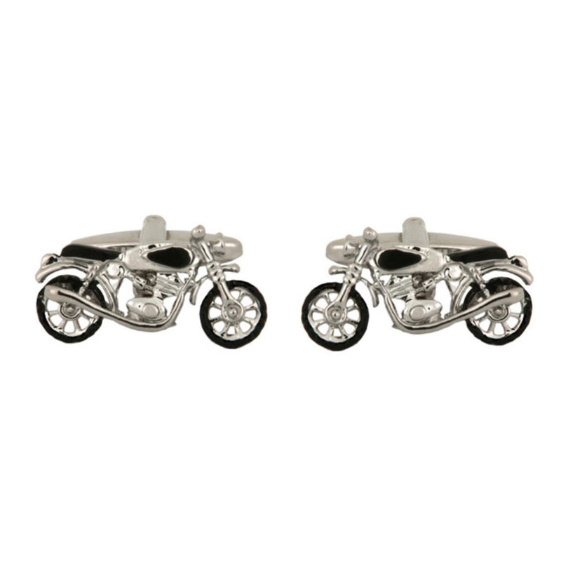 Black Enamel Vintage Motorbike Cufflinks