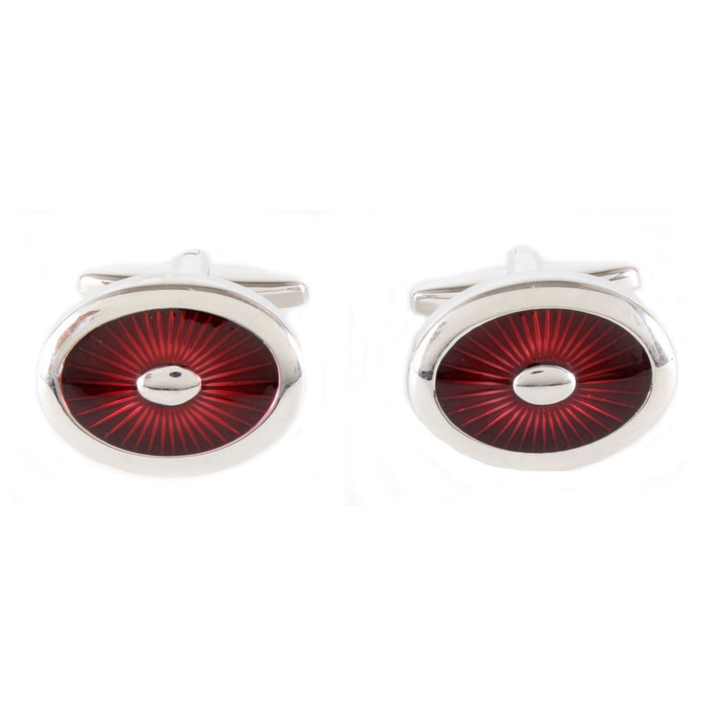 Starburst Enamel Burgandy Art Deco style Oval Cufflinks