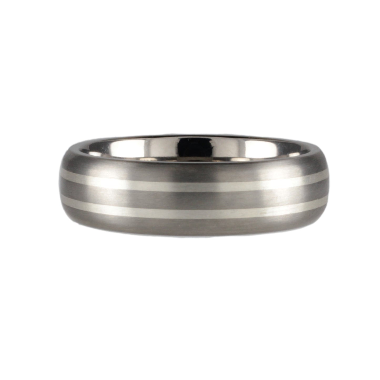5mm Titanium Band with Double Silver Inlay Satin Finish