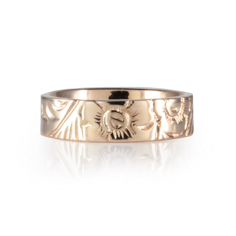 Floral Engraved Victorian Style Band in 18ct Rose Gold